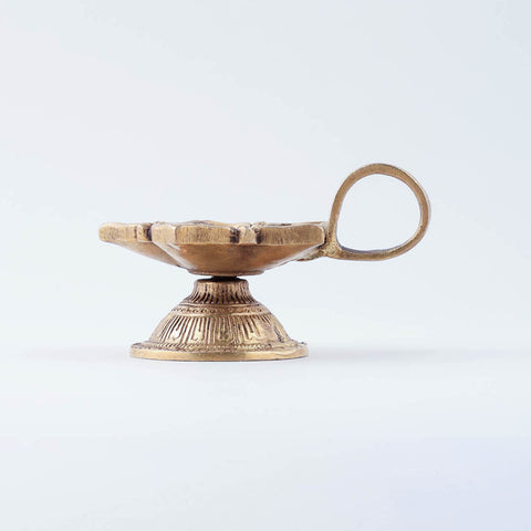Brass Panchmukhi Floral Diya/Deepak for Pooja