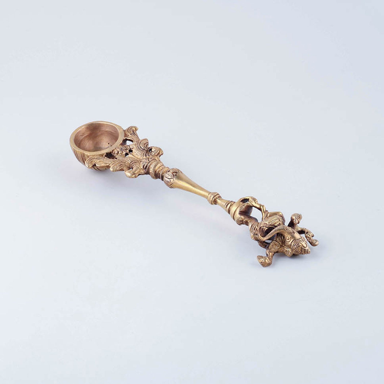 Handcrafted Brass Hawan Spoon - Ganesha