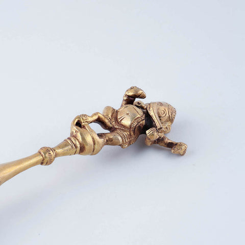 Handcrafted Brass Hawan Spoon - Ganesha