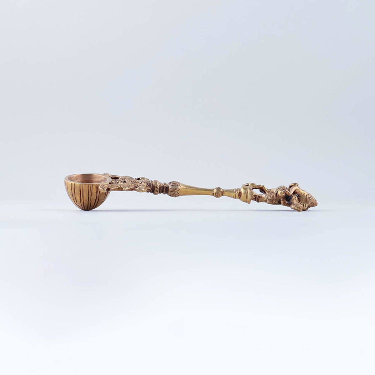 Handcrafted Brass Hawan Spoon - Ganesha