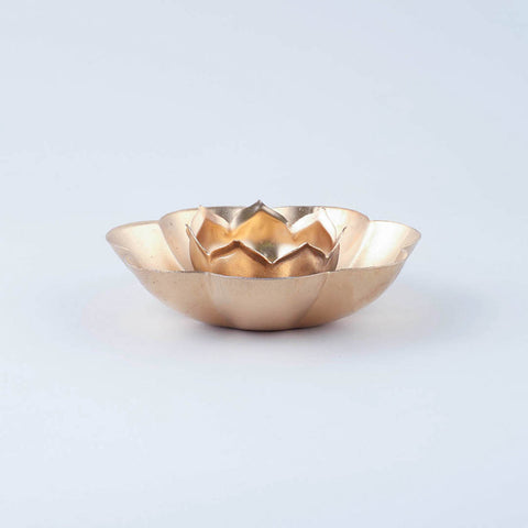 Brass Flower T-Light Holder Set of 2