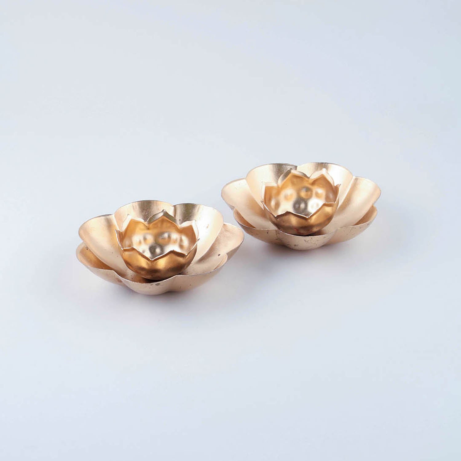 Brass Flower T-Light Holder Set of 2
