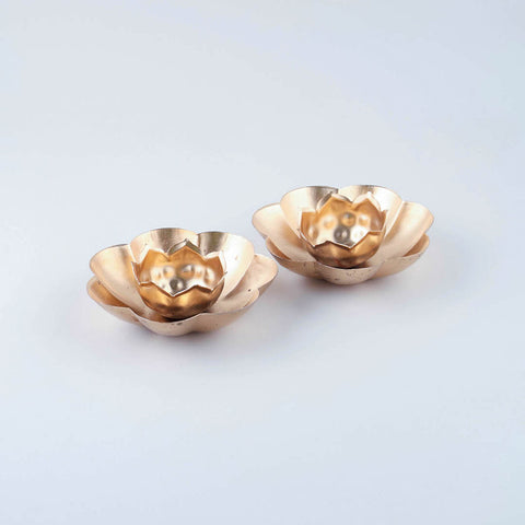 Brass Flower T-Light Holder Set of 2