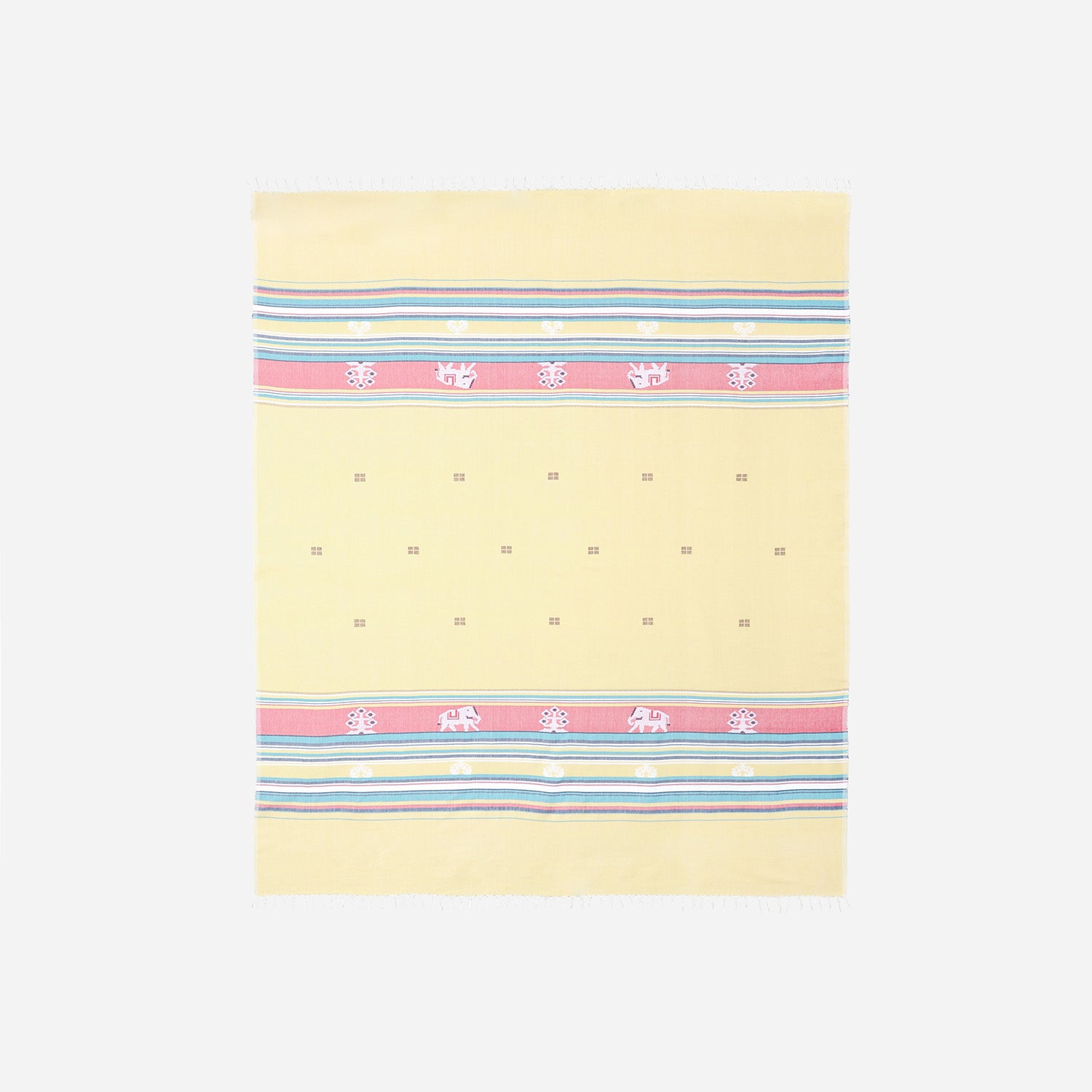 Hand-woven Bawan Buti Double Bedcover, Yellow