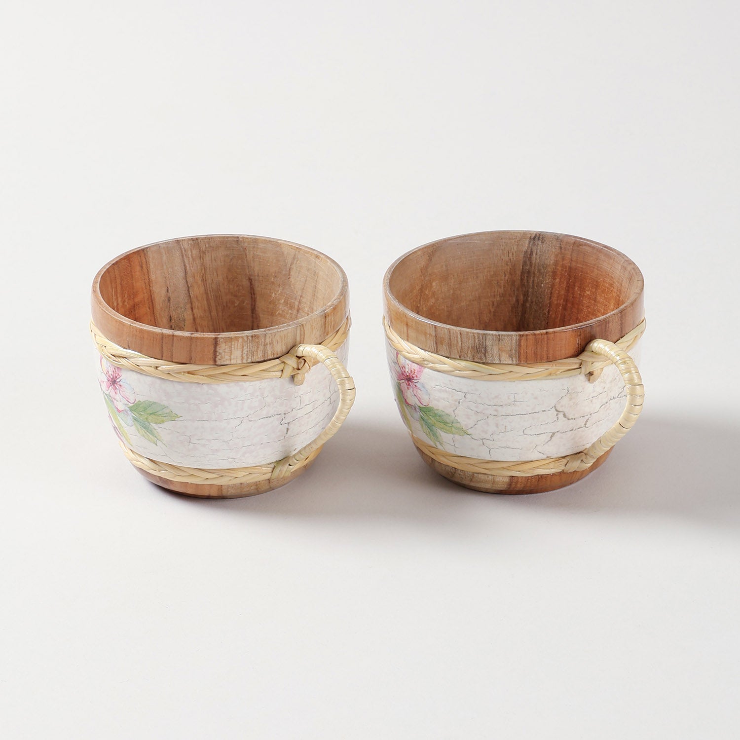 Bamboo Floral Tea Cup Set of 2, 220 Ml Each