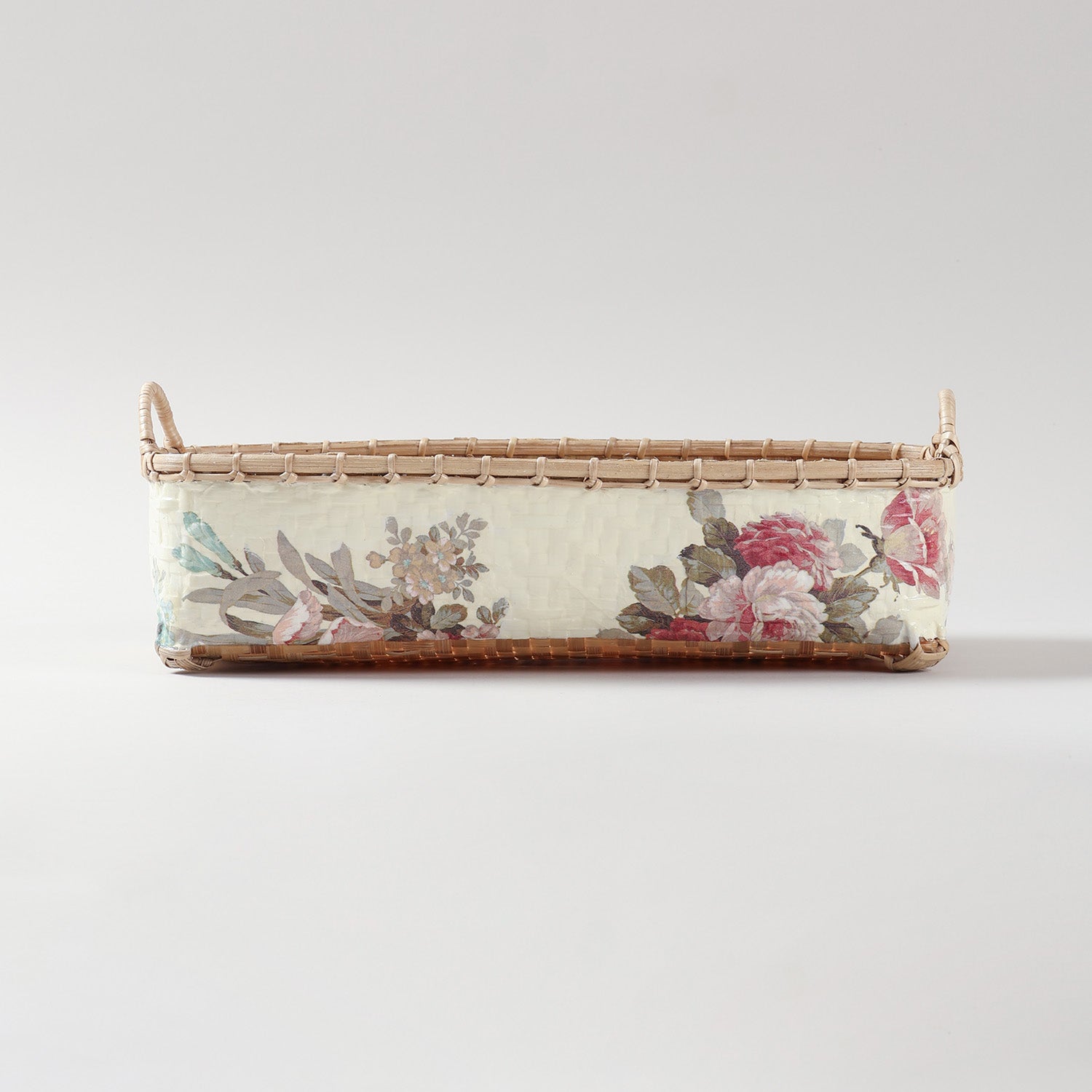Rectangle Wicker Storage Basket, Light Pink