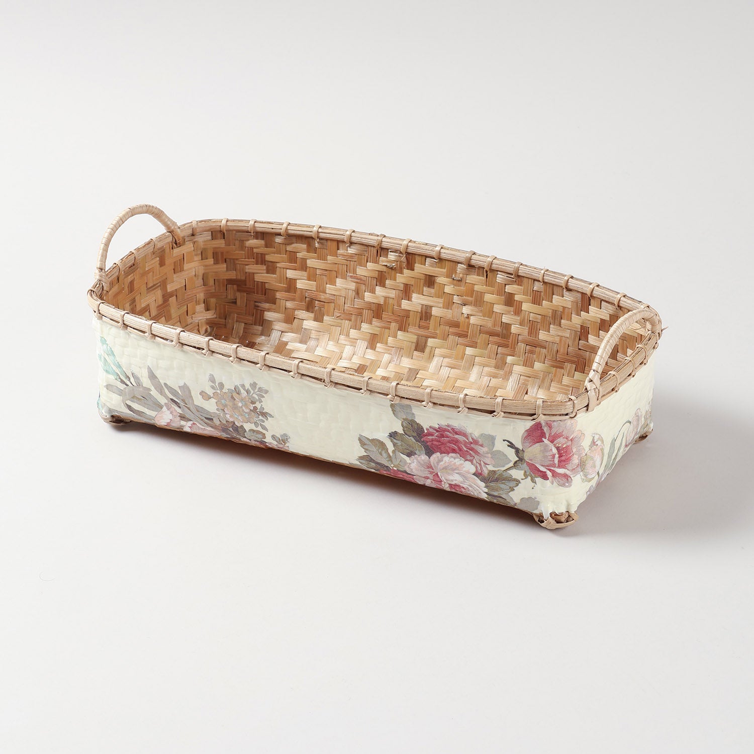 Rectangle Wicker Storage Basket, Light Pink