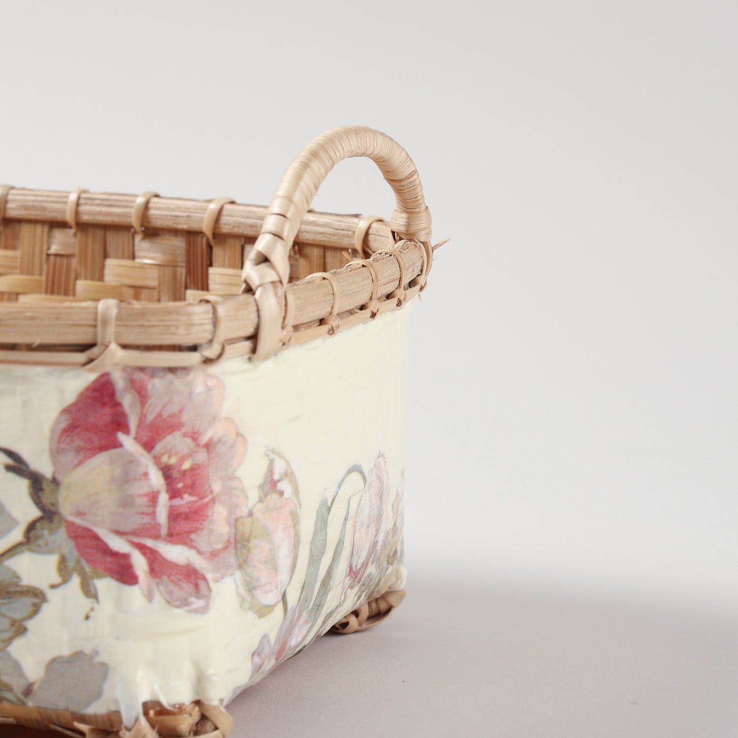 Rectangle Wicker Storage Basket, Light Pink