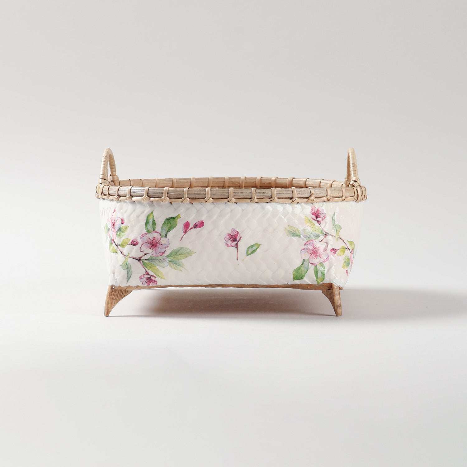 Square Wicker Storage Basket, Pink