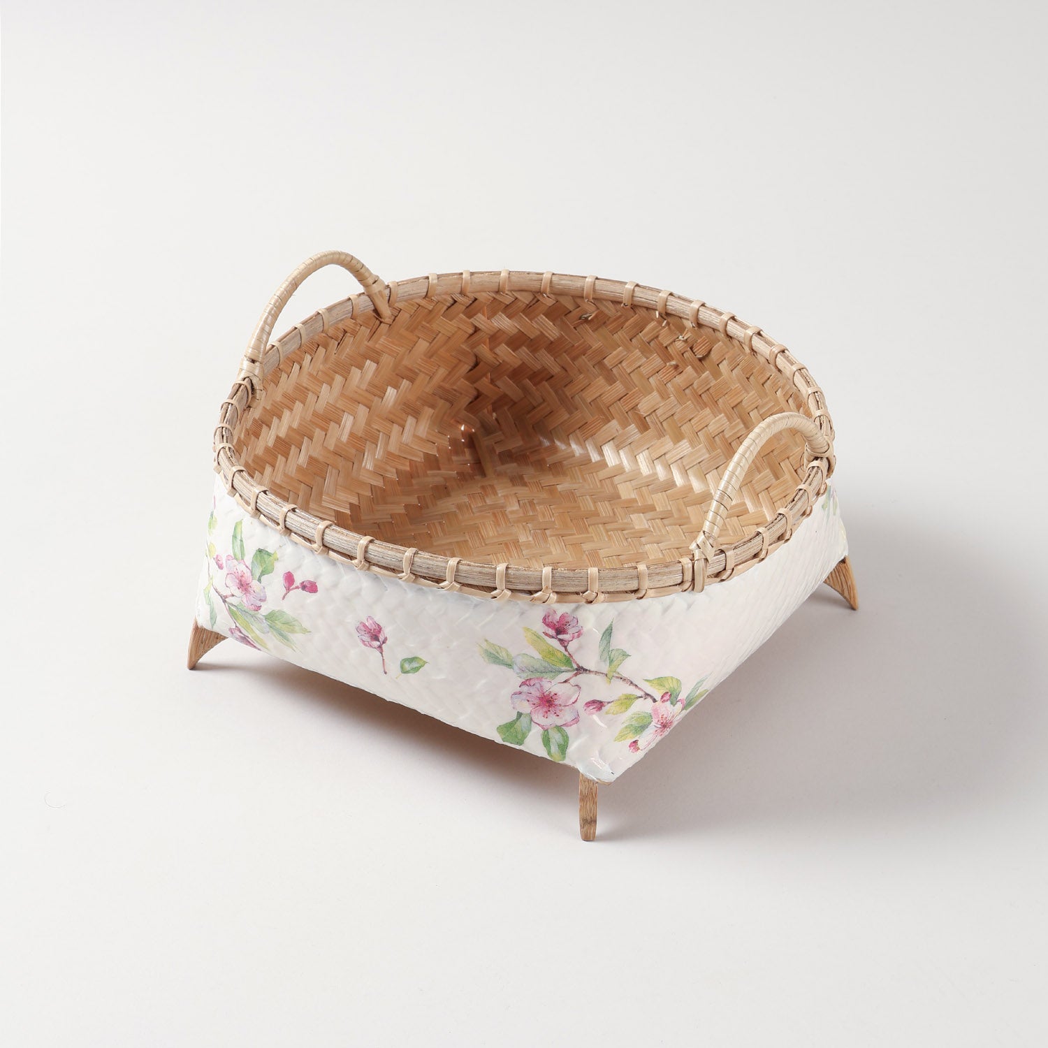 Square Wicker Storage Basket, Pink