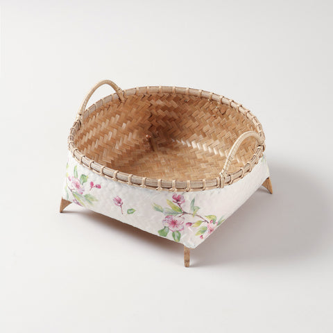 Square Wicker Storage Basket, Pink