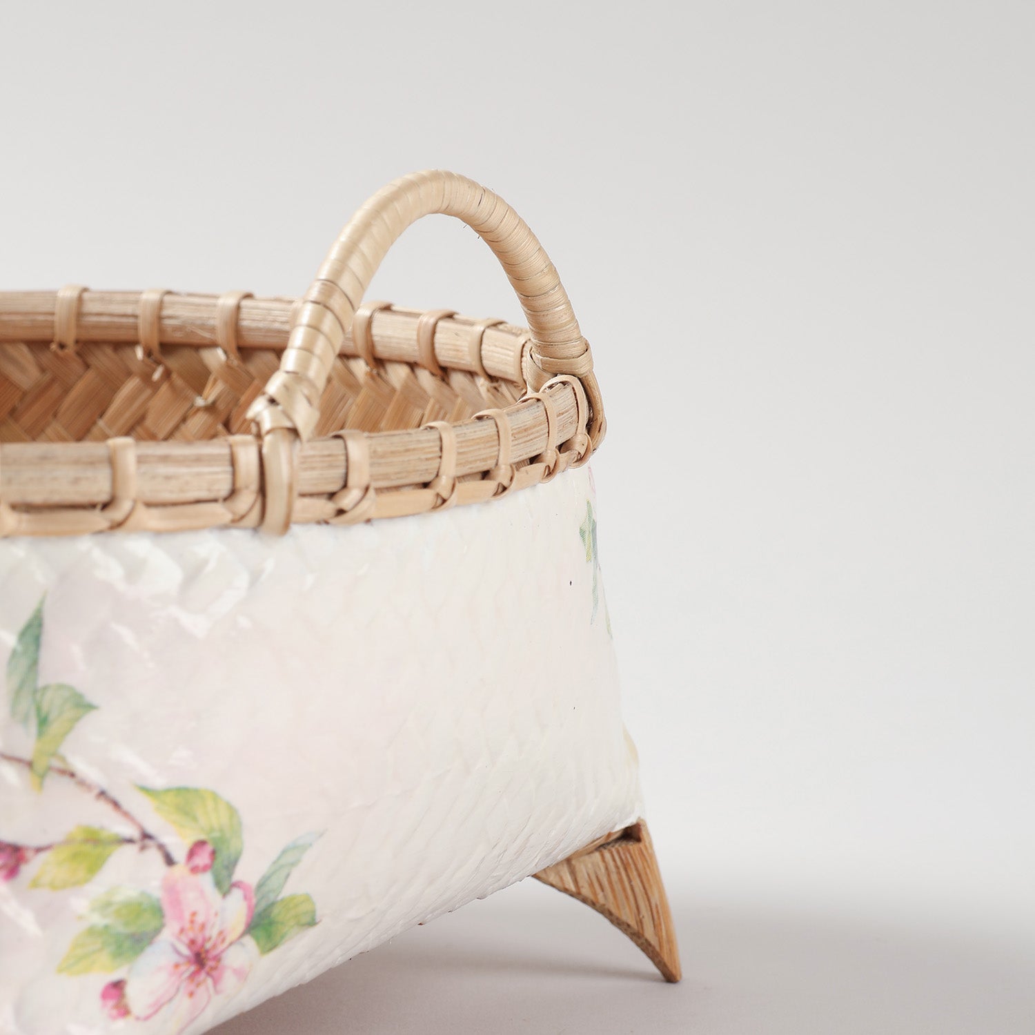 Square Wicker Storage Basket, Pink