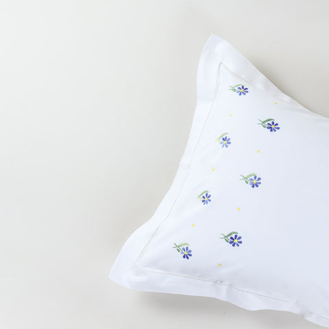 Forget-Me-Nots Embroidered Pillow Case Set of 2