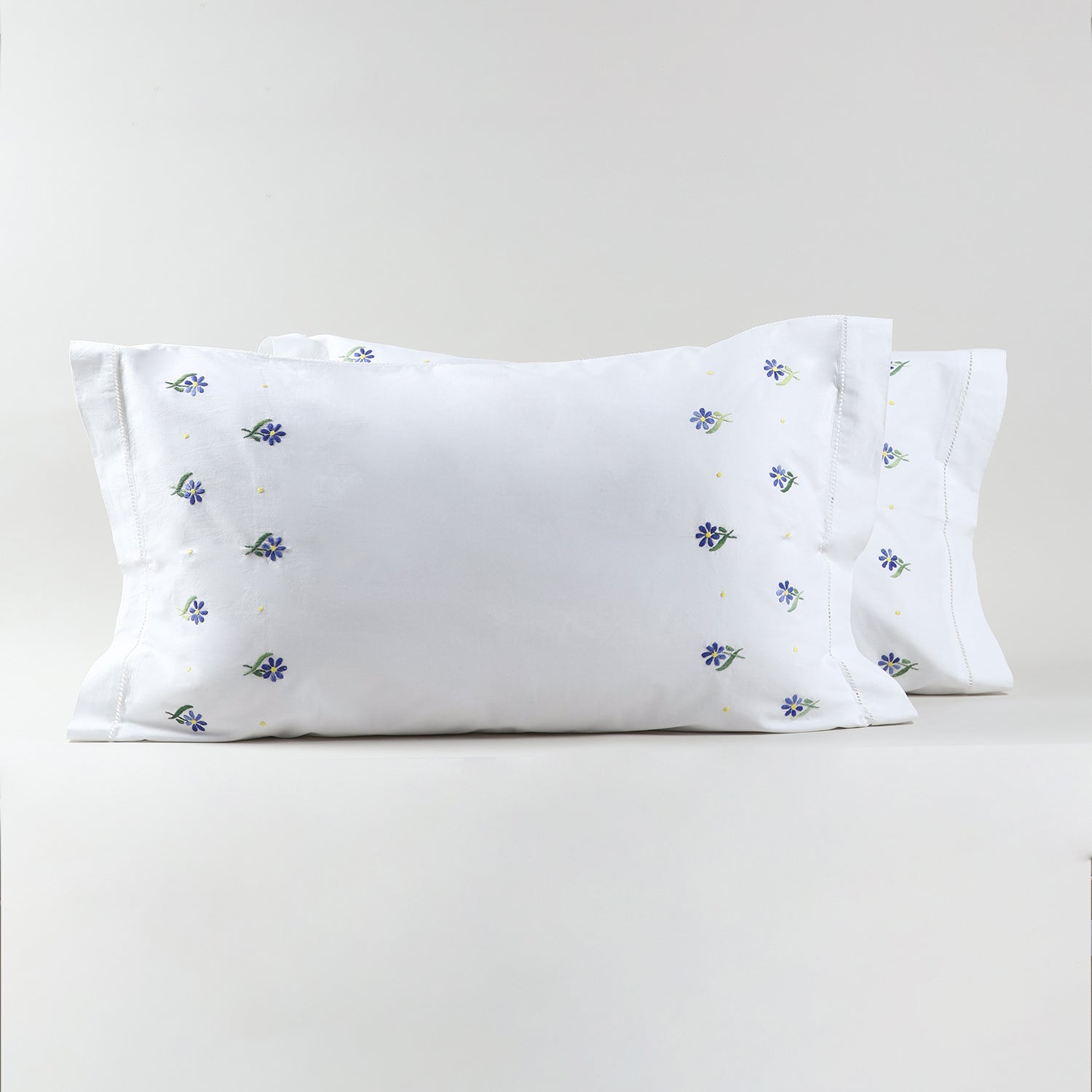 Forget-Me-Nots Embroidered Pillow Case Set of 2