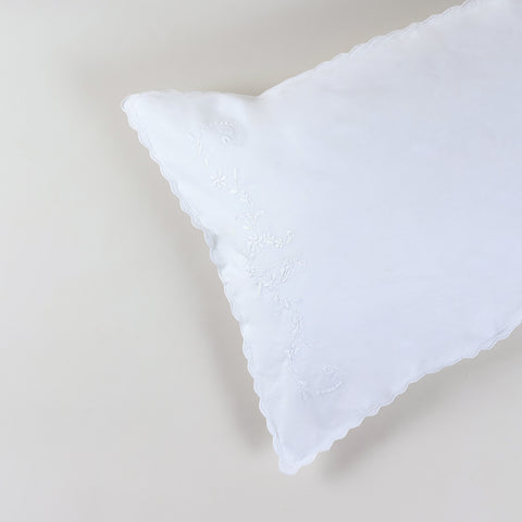 White Floral Vine Embroidered Pillow Case Set of 2