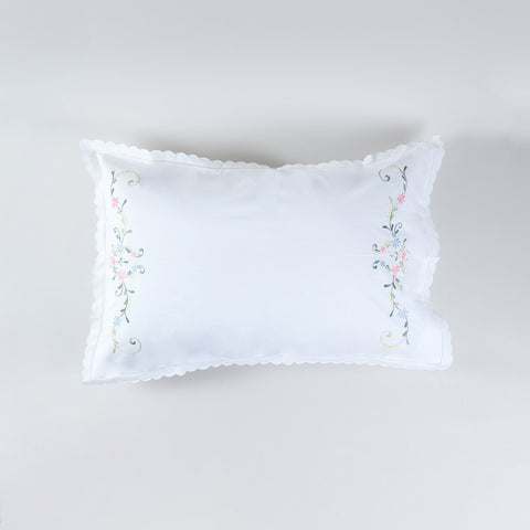 Multi-Coloured Floral Embroidered Pillow Case Set of 2