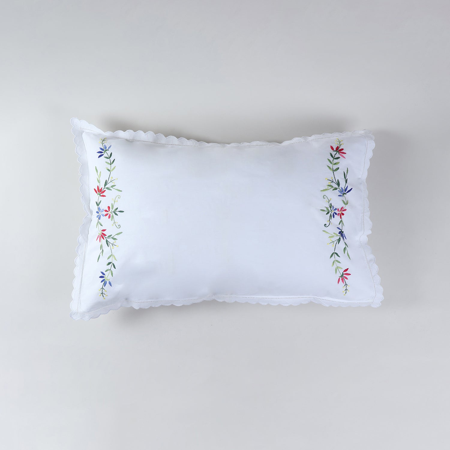 Wild Floral Embroidered Pillow Case Set of 2