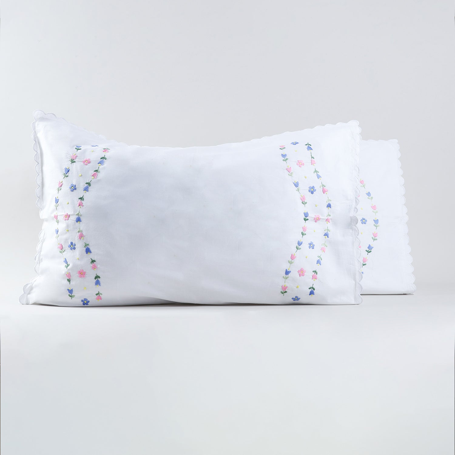 Roses Embroidered Pillow Case Set of 2