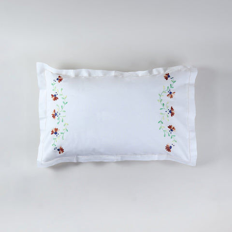 Brown Floral Vine Embroidered Pillow Case Set of 2