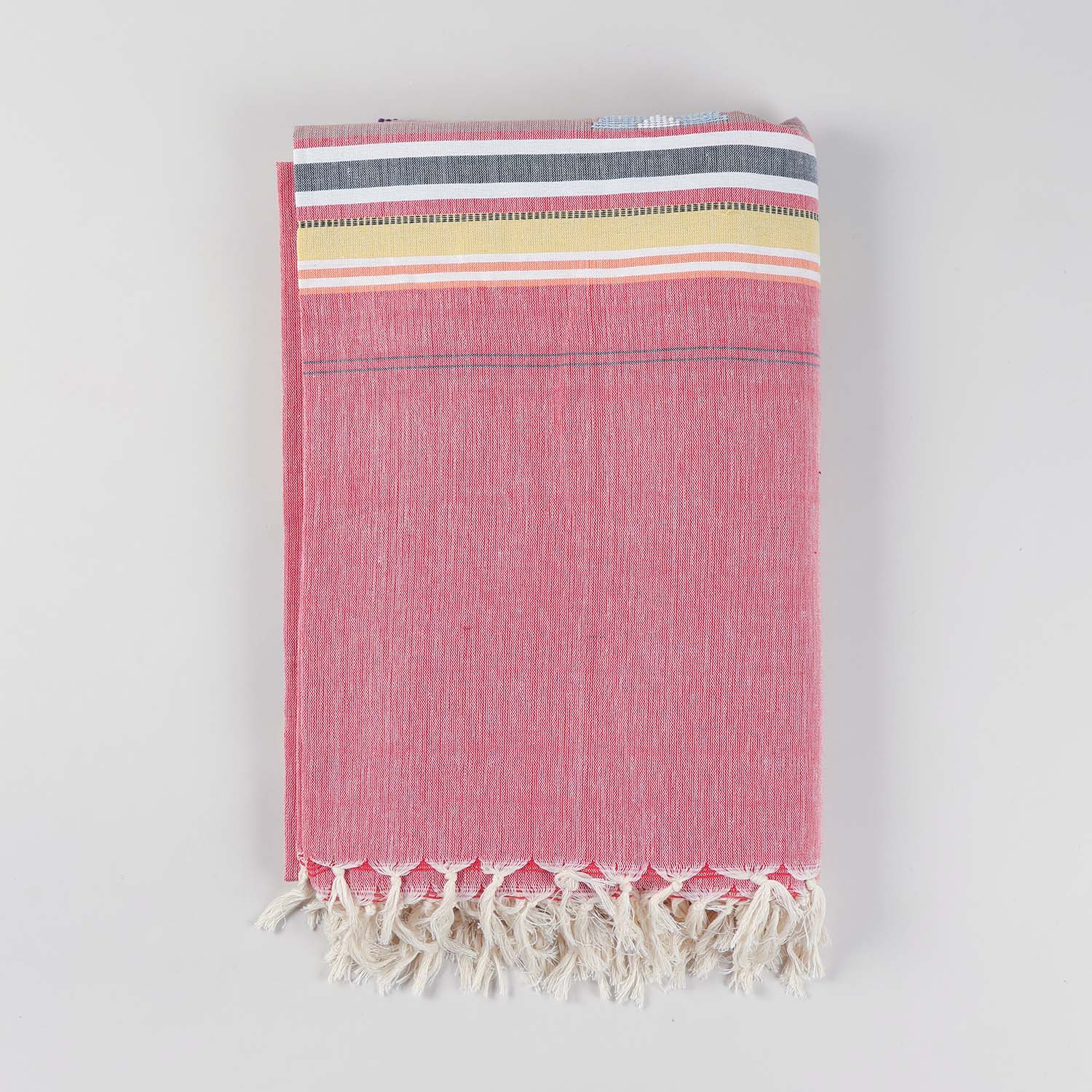 Hand-woven Bawan Buti Double Bedcover, Red
