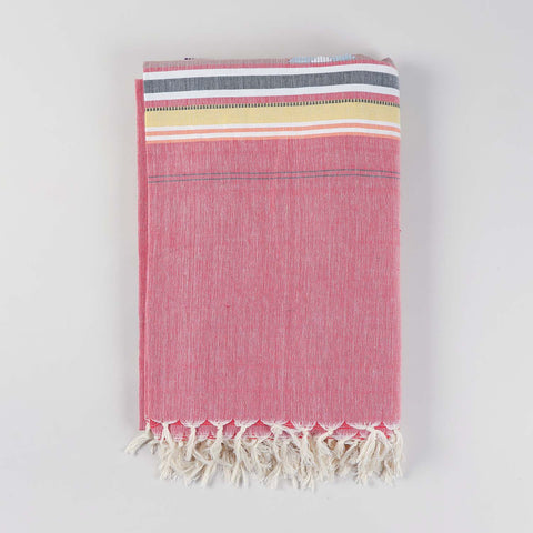 Hand-woven Bawan Buti Double Bedcover, Red