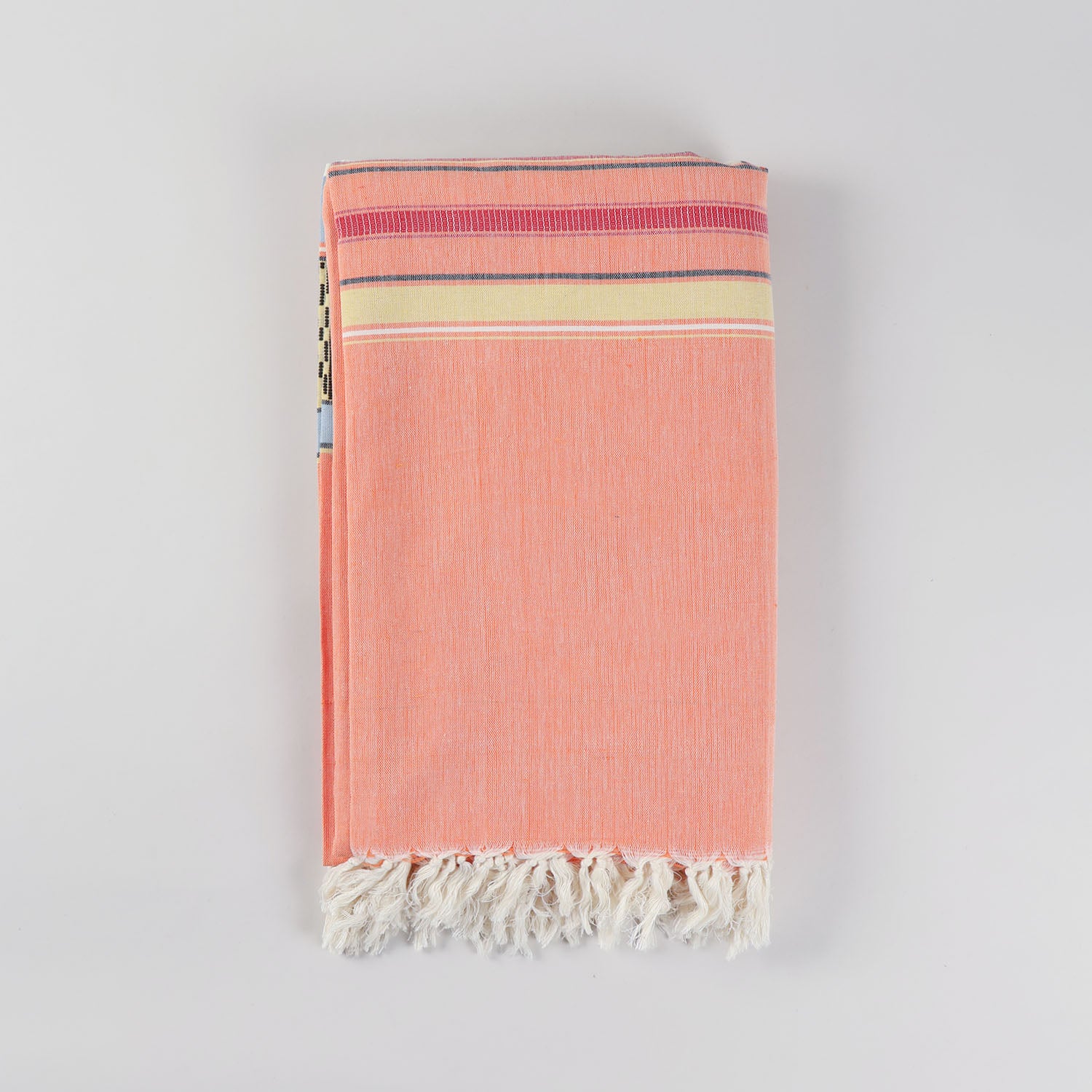 Hand-woven Bawan Buti Double Bedcover, Orange