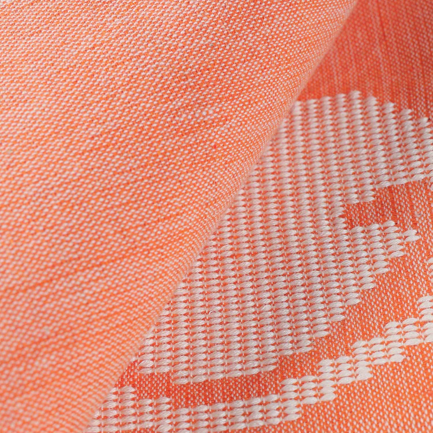 Hand-woven Bawan Buti Double Bedcover, Orange