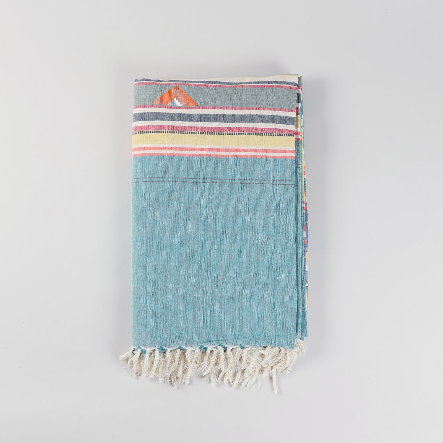 Hand-woven Bawan Buti Double Bedcover, Teal