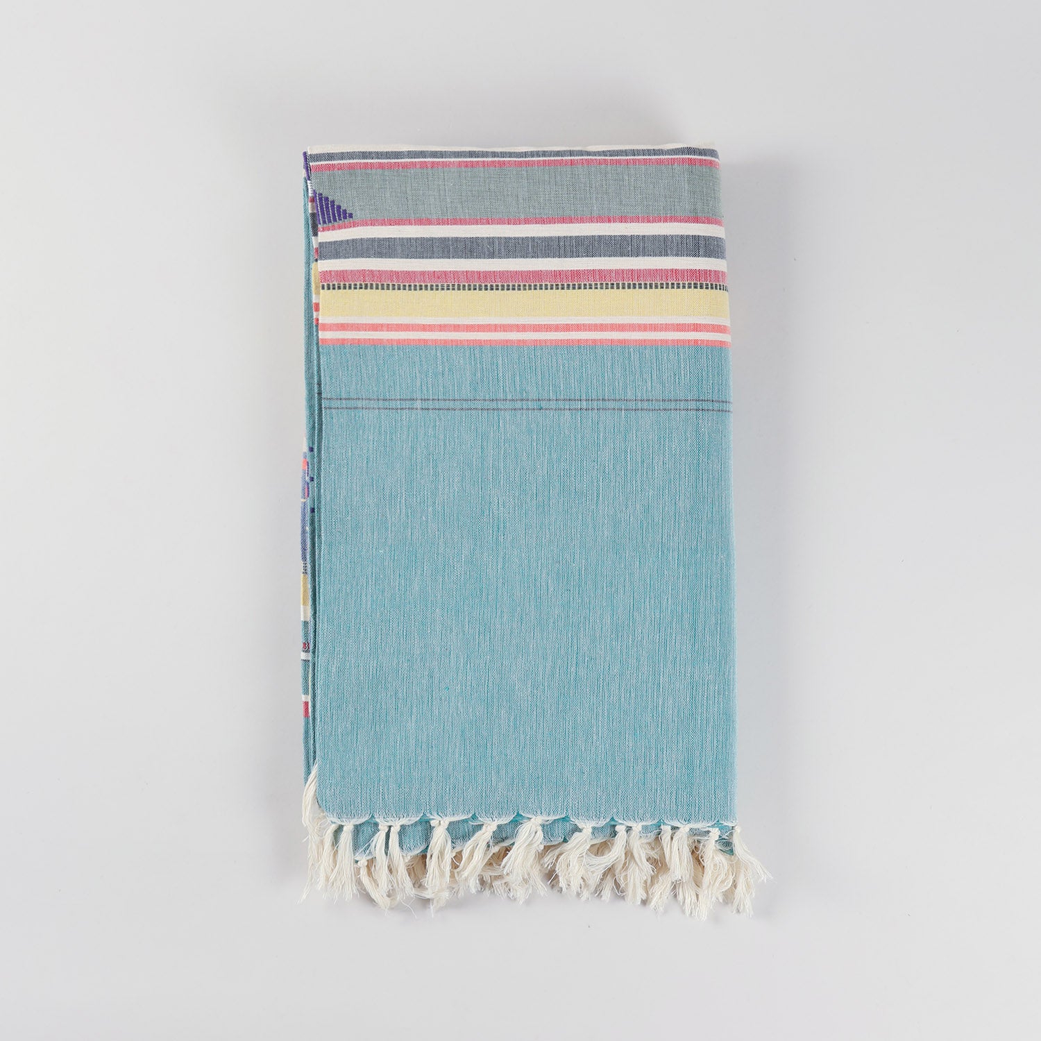 Hand-woven Bawan Buti Double Bedcover, Teal