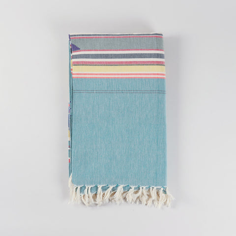 Hand-woven Bawan Buti Double Bedcover, Teal