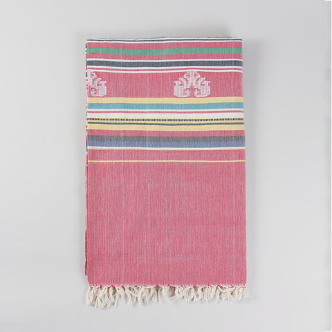 Hand-woven Bawan Buti Single Bedcover, Red