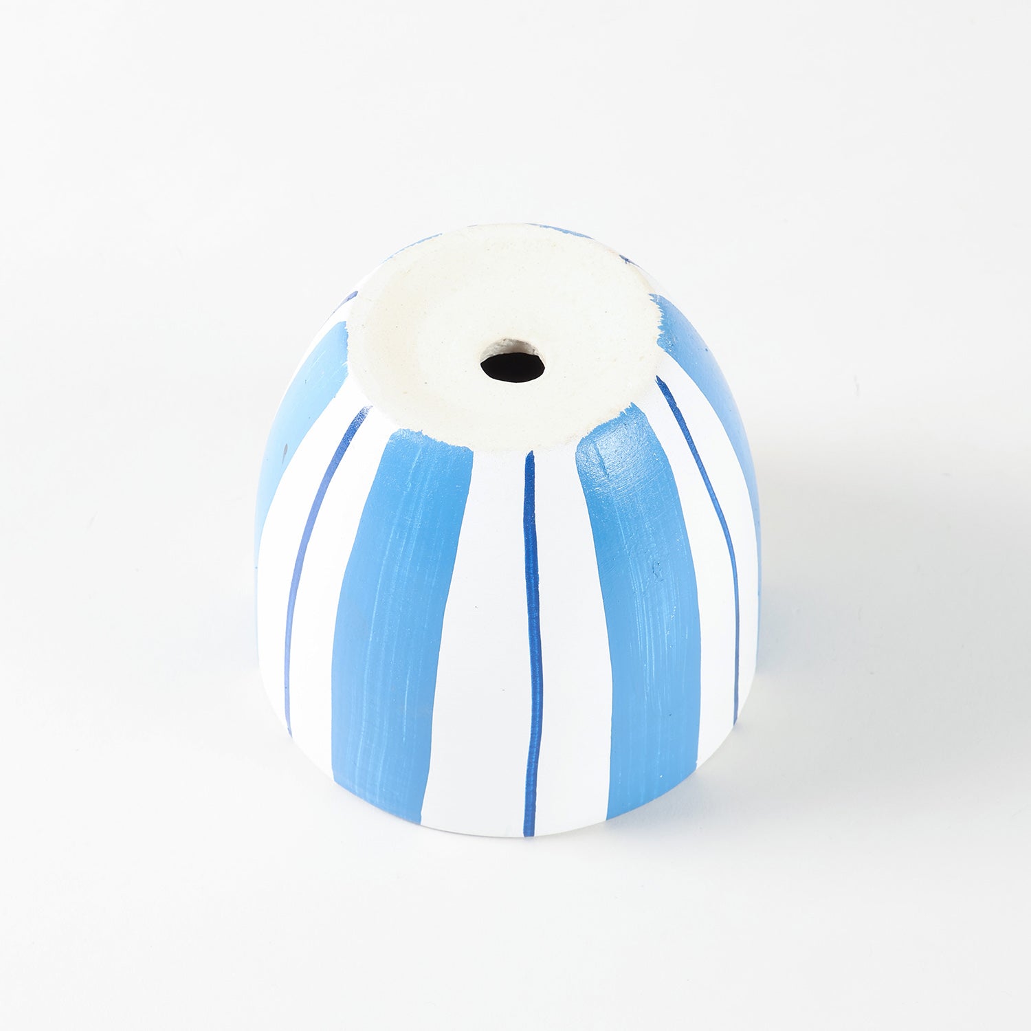 Blue & White Striped U-Shape Ceramic Flower Pot 4.5x5 Inches
