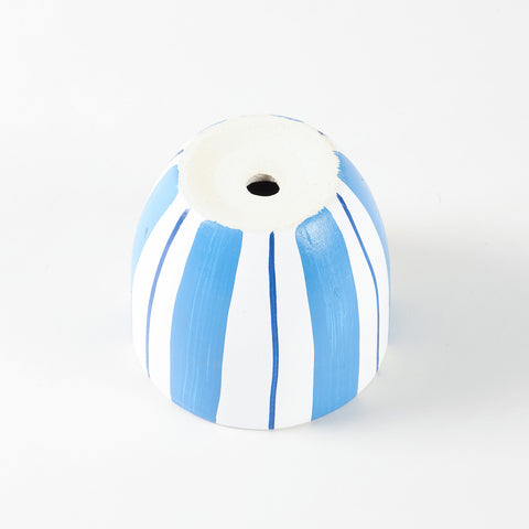 Blue & White Striped U-Shape Ceramic Flower Pot 4.5x5 Inches