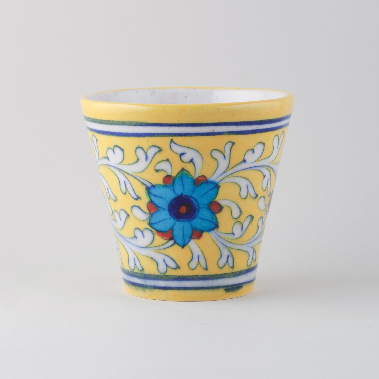 Yellow & Blue Conical Blue Pottery Planter