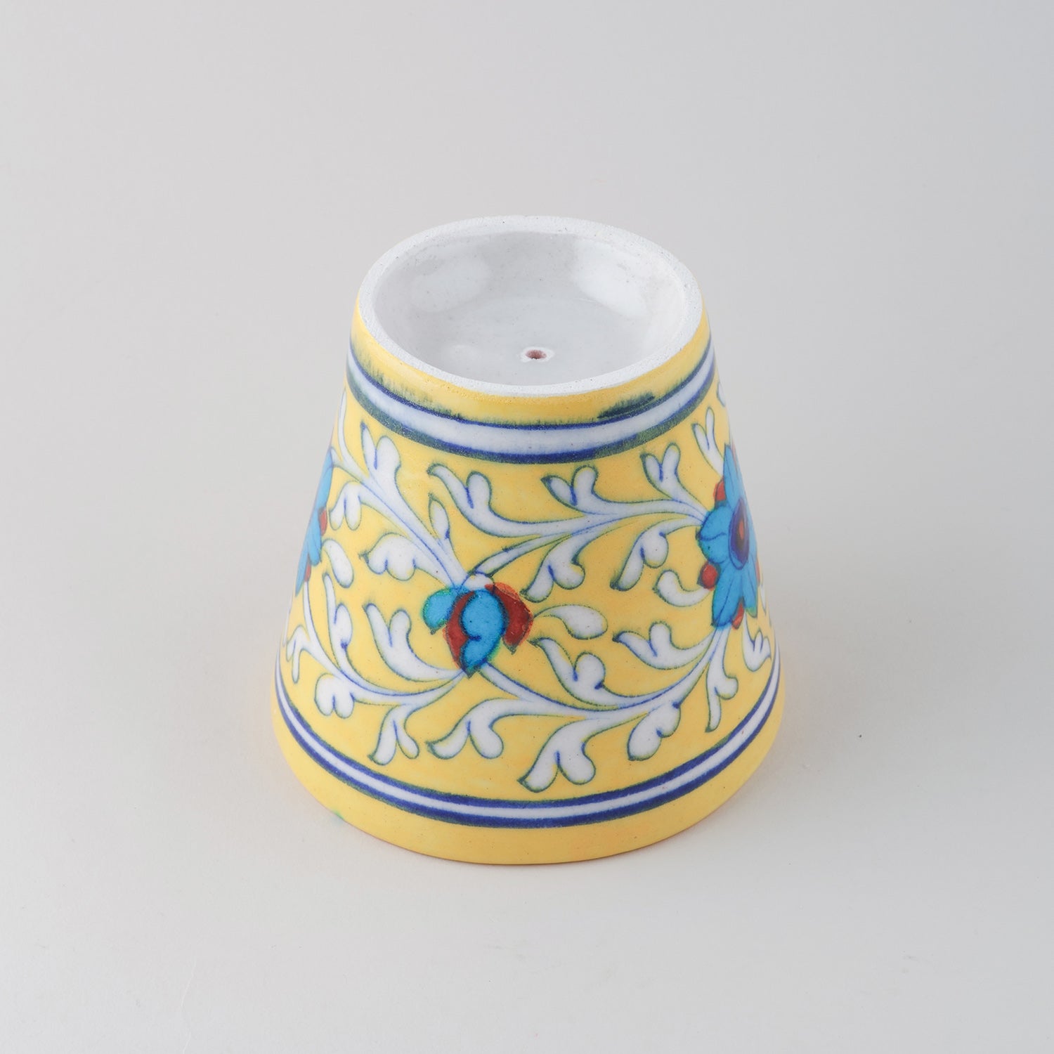 Yellow & Blue Conical Blue Pottery Planter