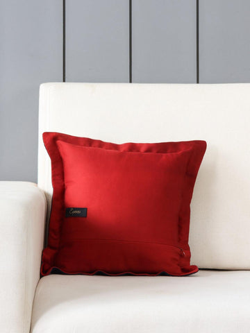 Ajrakh Modal Silk Cushion Cover Red & Indigo 12x12 - Eyaas