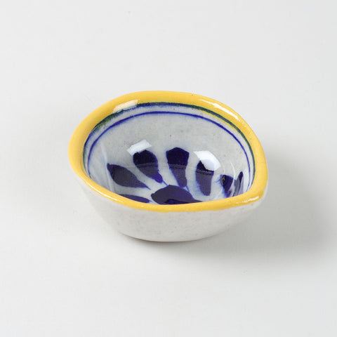 Indigo & Yellow Blue Pottery Diya Set of 4