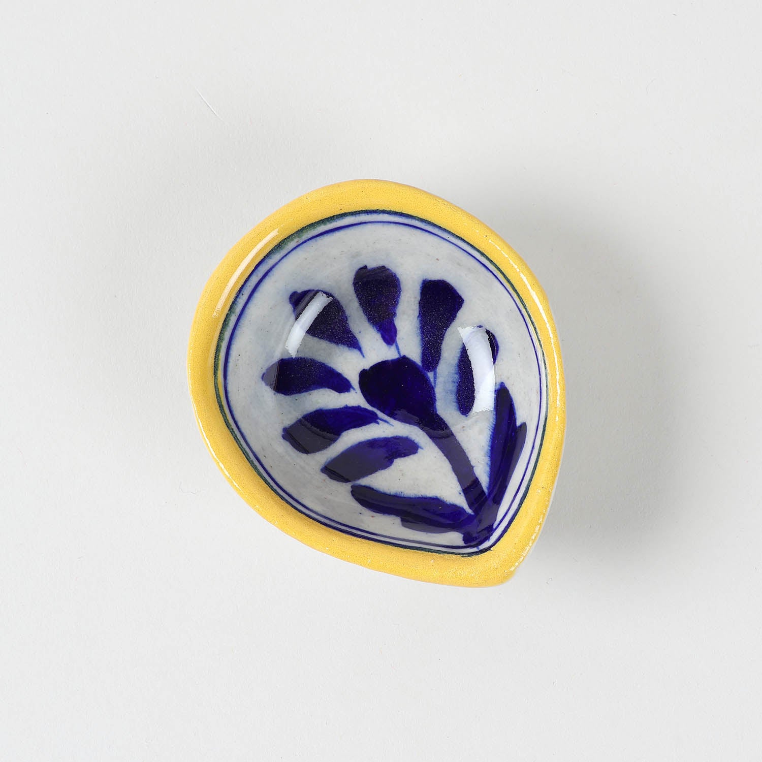 Indigo & Yellow Blue Pottery Diya Set of 4