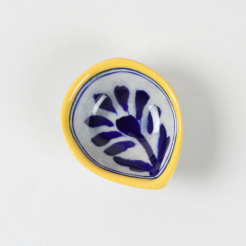 Indigo & Yellow Blue Pottery Diya Set of 4