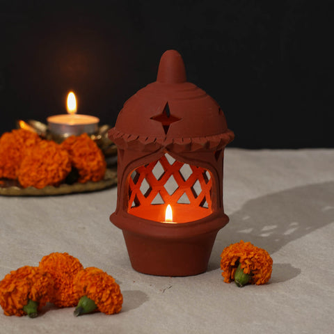 Cutwork Terracotta Lamp Set of 2