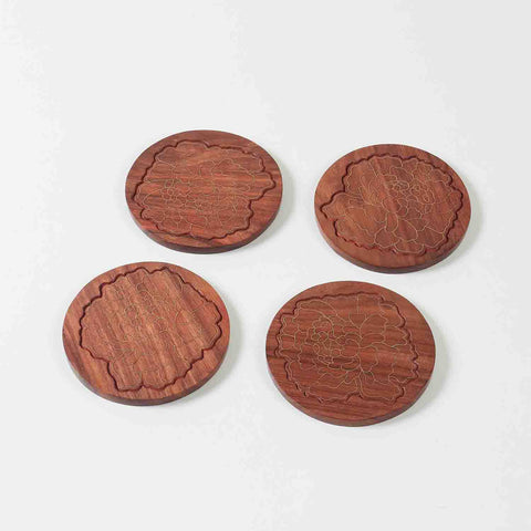 Rosewood Coaster Marigold Brass Inlay Gift Pack of 4