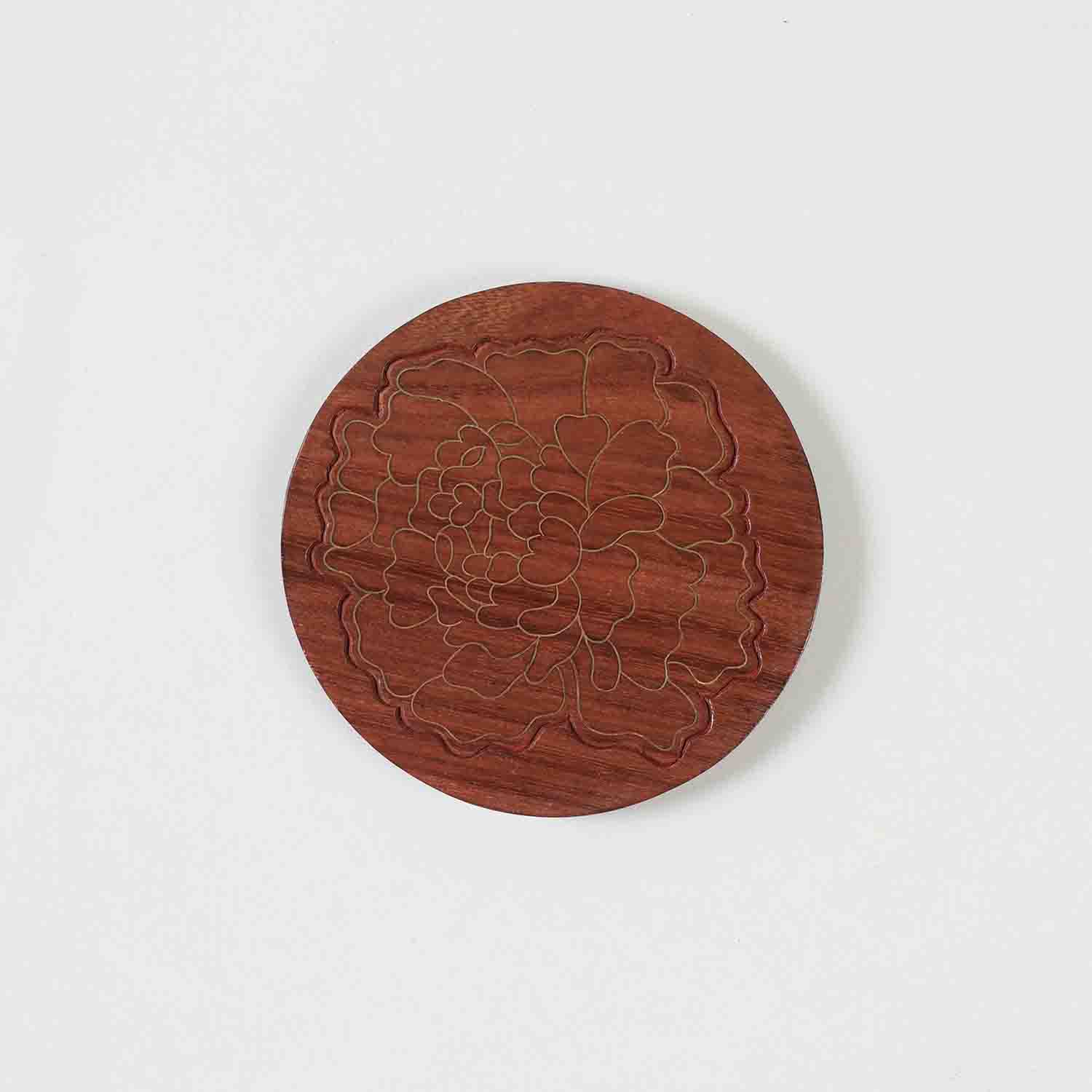 Rosewood Coaster Marigold Brass Inlay Gift Pack of 4