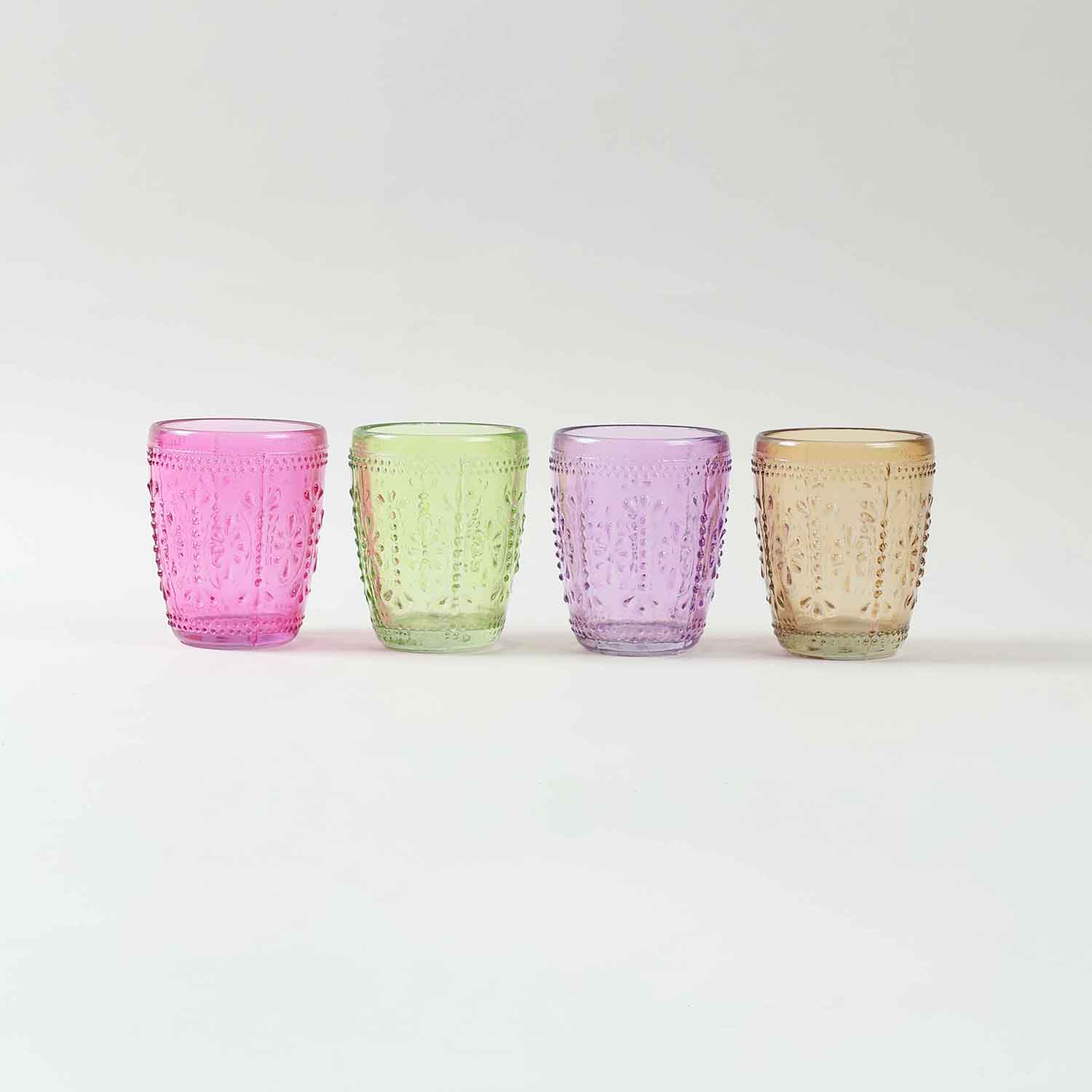 Textured Glass Gift Pack of 4, Multi-colour