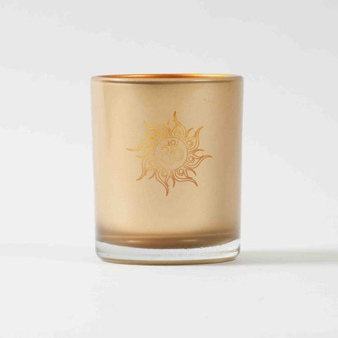 Golden Glass Om Candle Holder