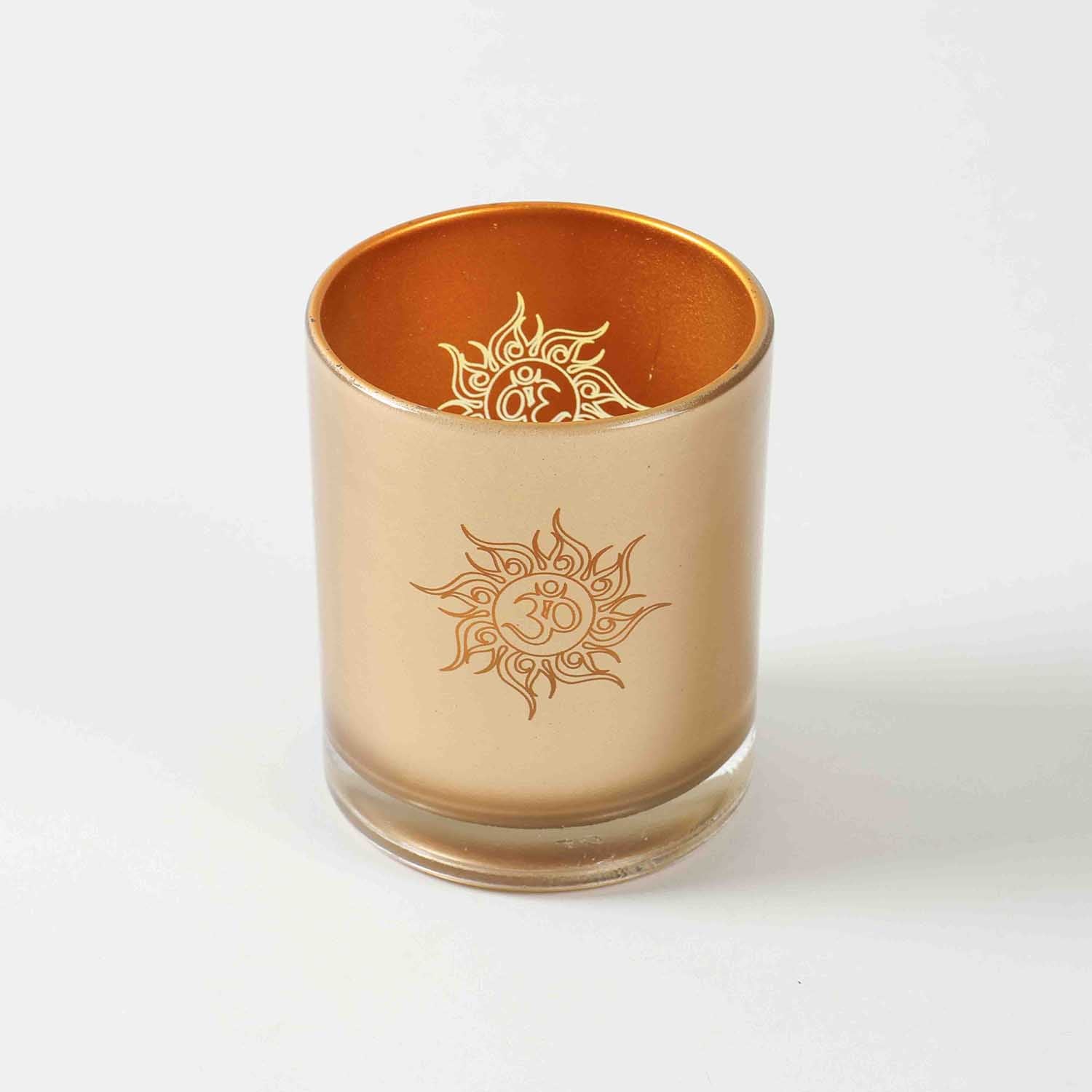 Golden Glass Om Candle Holder