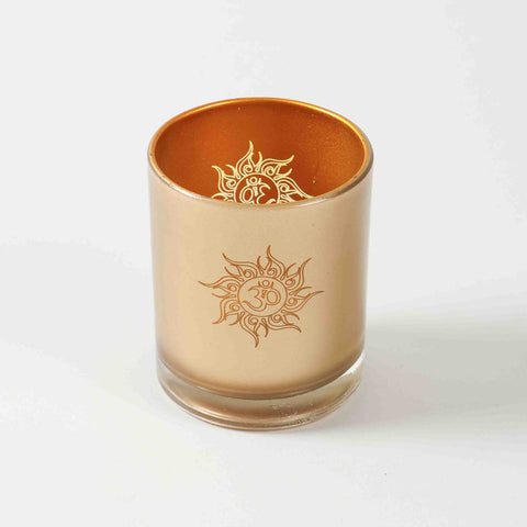 Golden Glass Om Candle Holder