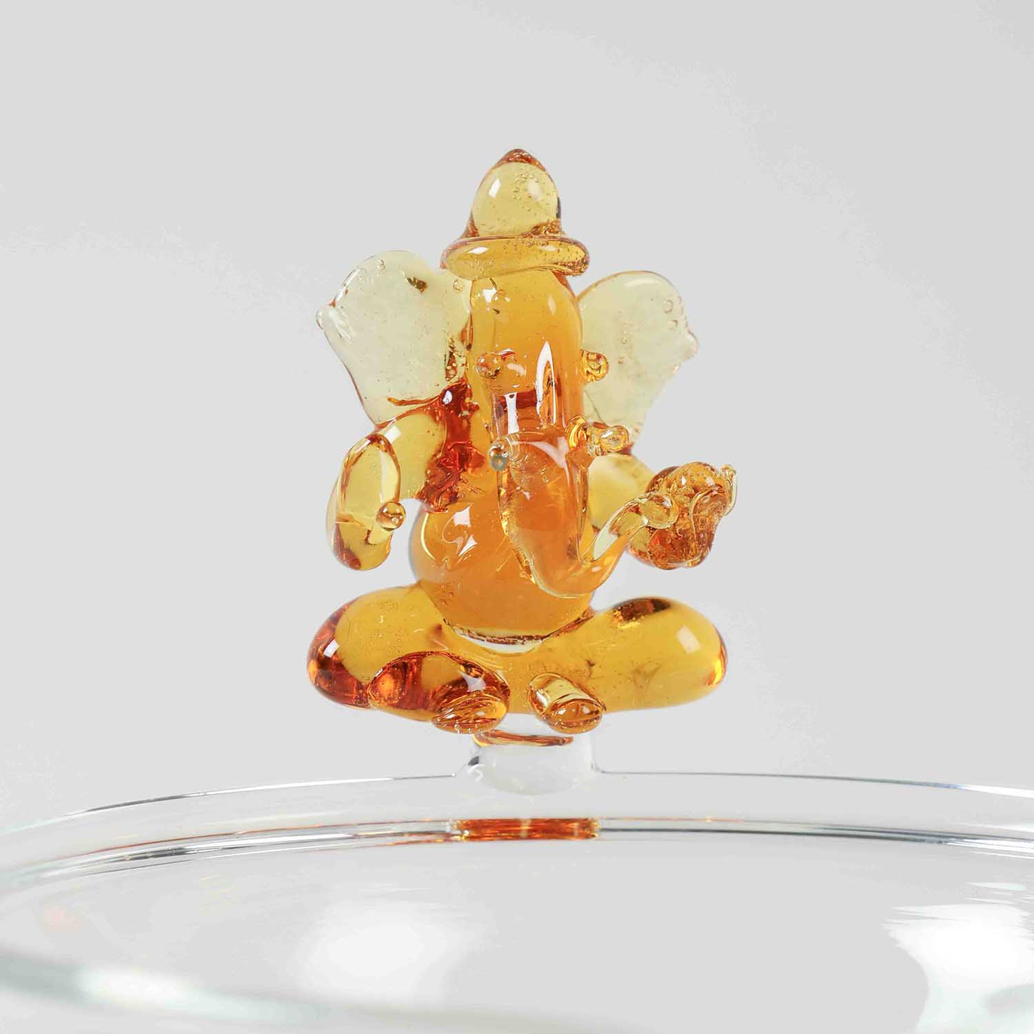 Clear Glass Diya with Ganesha Décor Gift Pack of 2