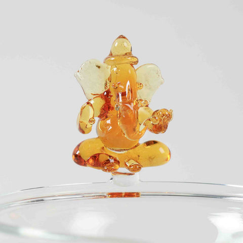 Clear Glass Diya with Ganesha Décor Gift Pack of 2