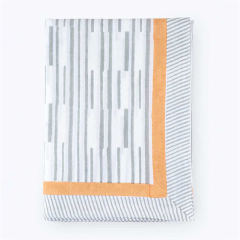 Grey Stripe Cotton Dining Table Cloth 6 Seater 60x90
