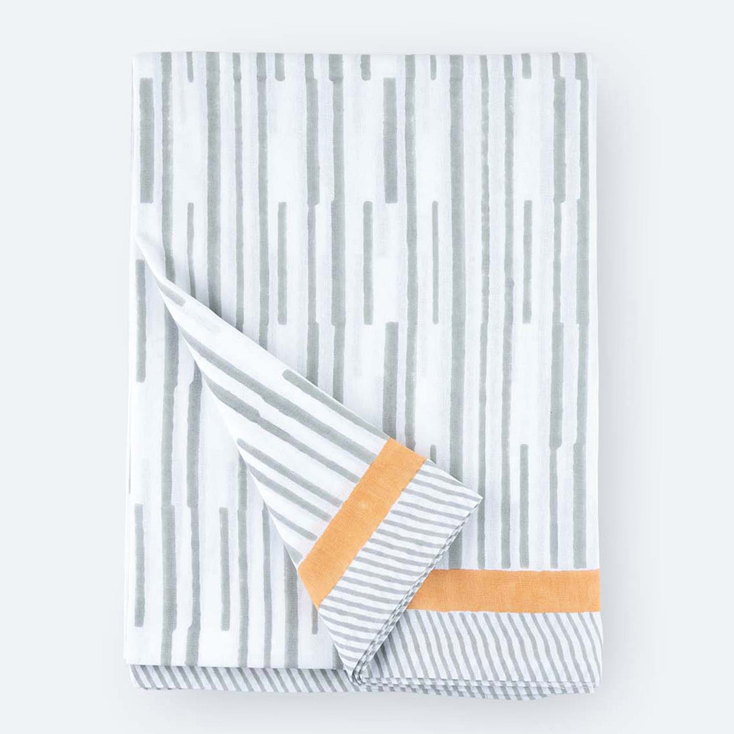 Grey Stripe Cotton Dining Table Cloth 6 Seater 60x90
